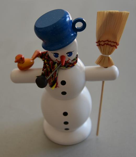 Räucherfigur Schneemann mit blauem Topf groß ca. 16 cm